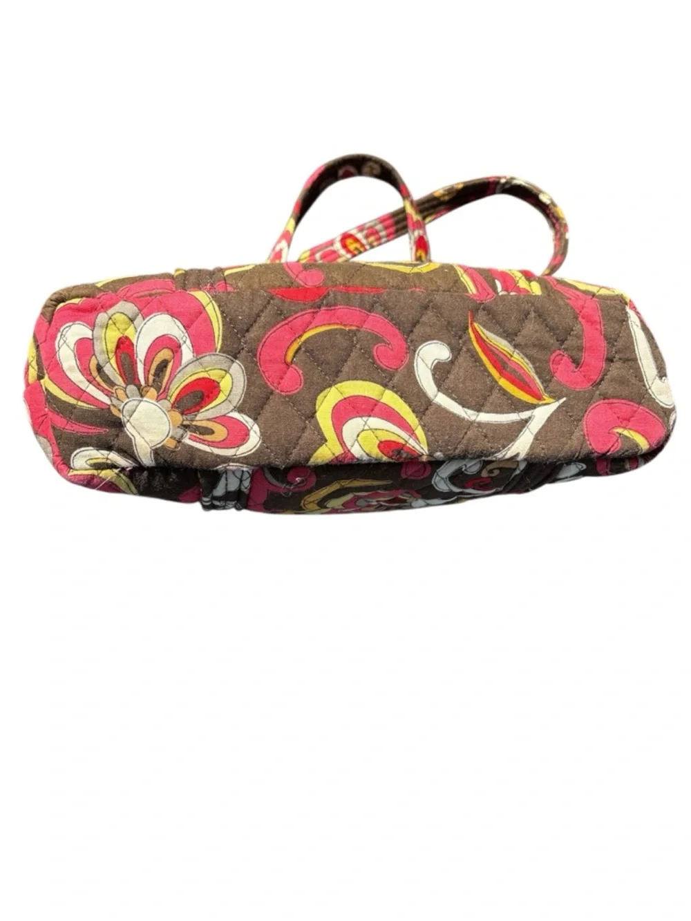 Vera Bradley Pucinni Quilted Floral Pattern Shoulder Bag in Brown, Pink & Yellow - Picture 3 of 5